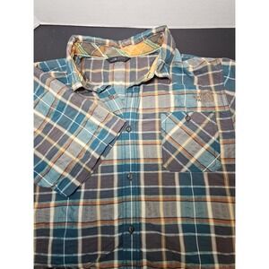 North Face Shirt Short Sleeve Plaid Pockets Button Front Lightweight Mens Large